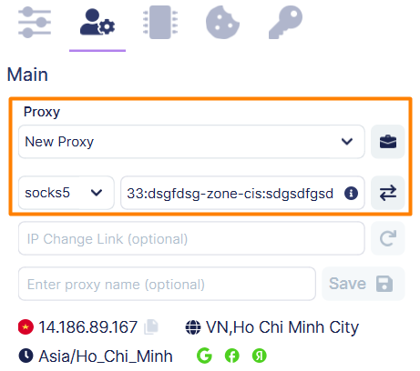 Entering proxy details in Undetecteble
